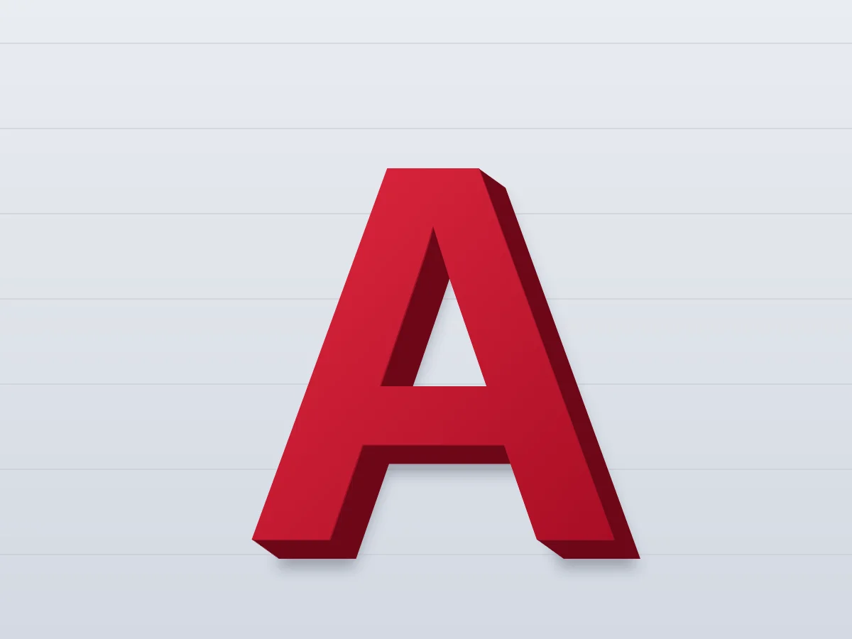 Illustration of a single non-illuminated channel letter close up, showing the face, the aluminum return and the painted aluminum face and return