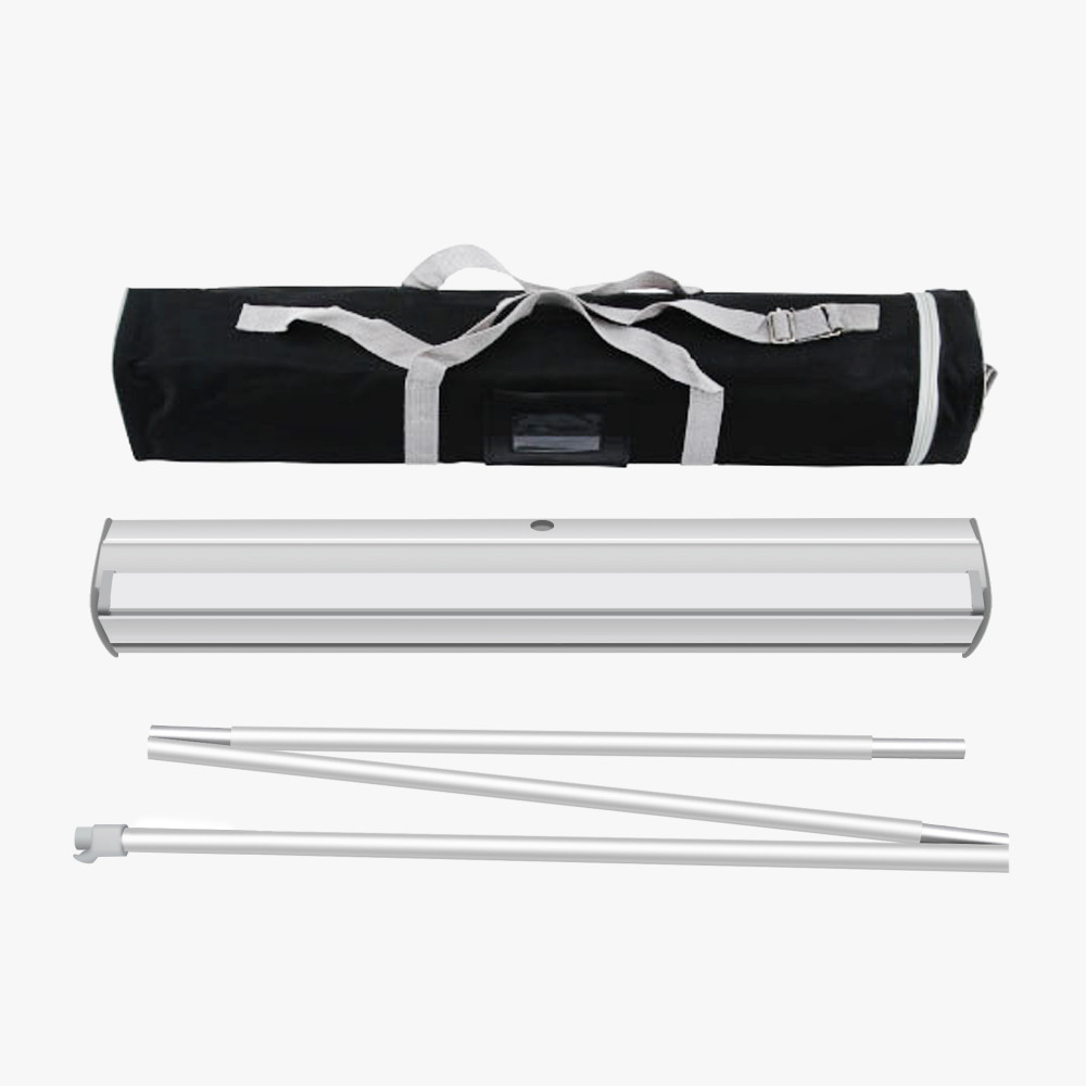 What's included with the Apex standard retractable banner stand: aluminum base, support poles and padded carry bag