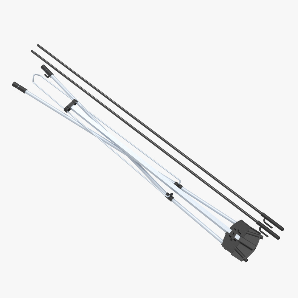 Apex X-stand banner X-frame hardware — folded poles, hub and hanging hooks