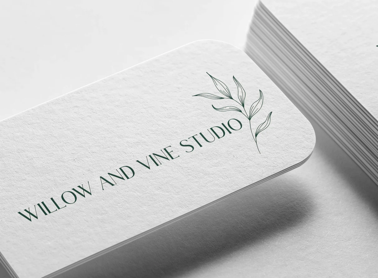 16pt matte business cards fanned to show the rounded corner option
