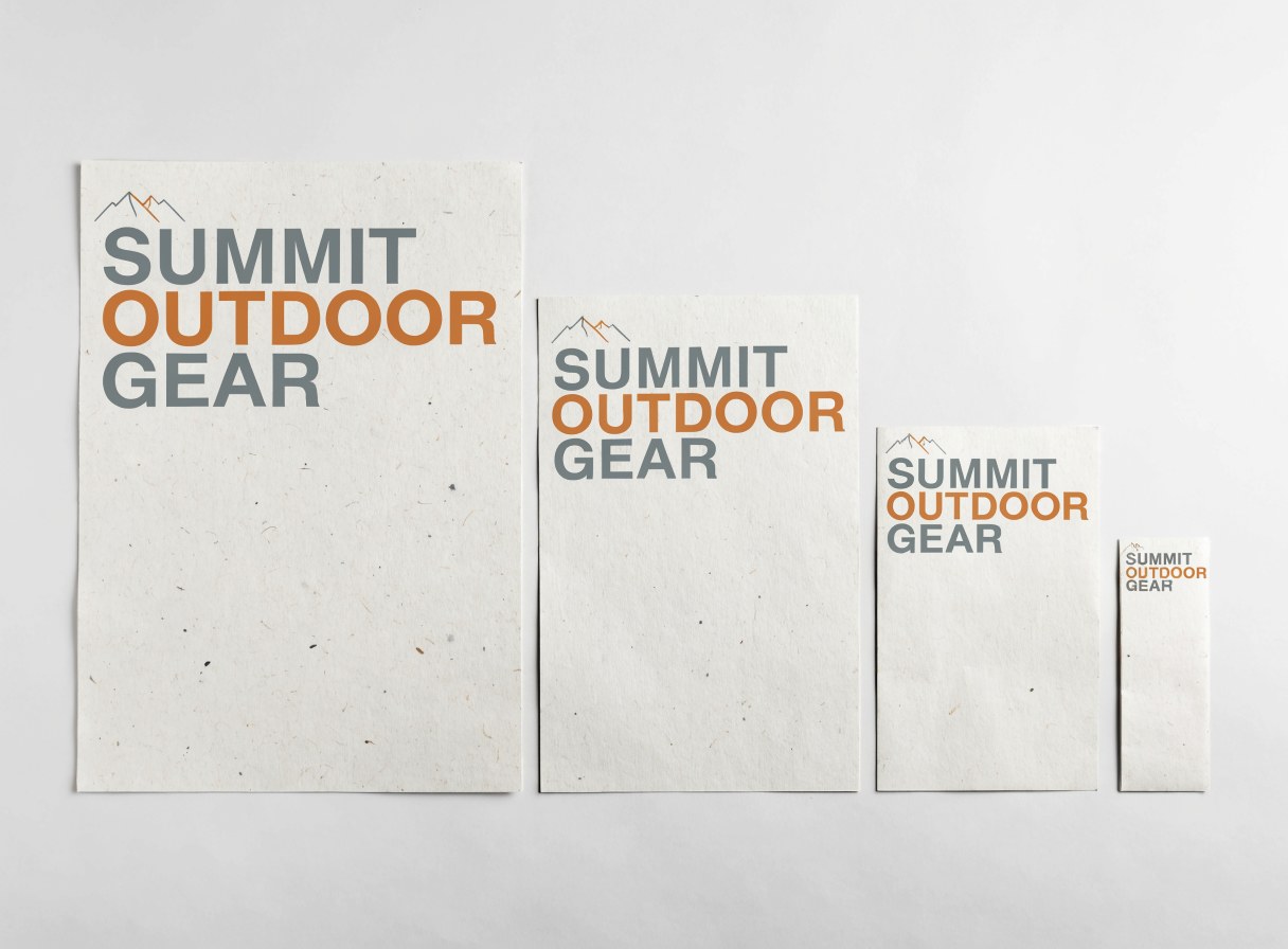 Uncoated flyers in four different sizes laid side by side