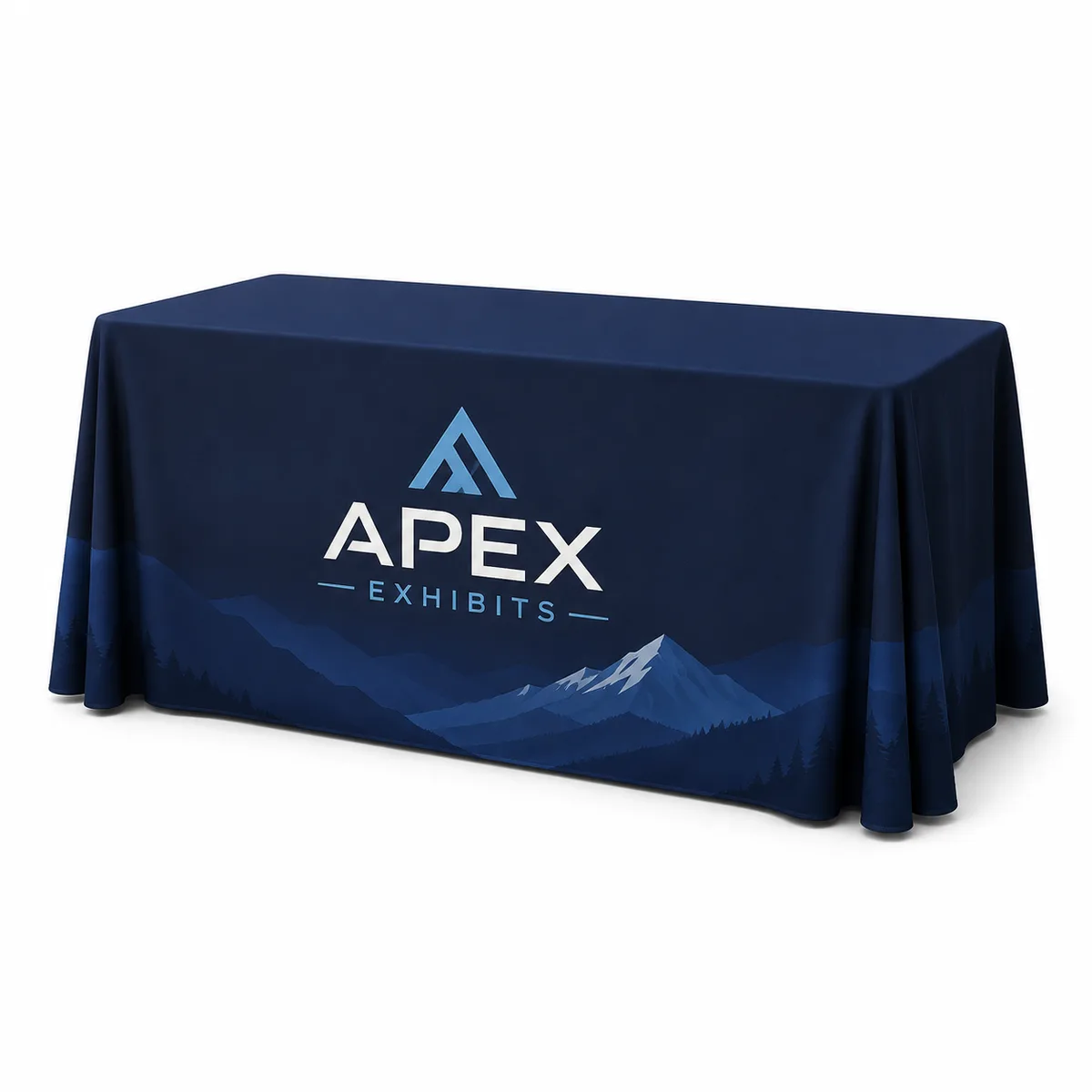 Custom printed table cover on a trade show table