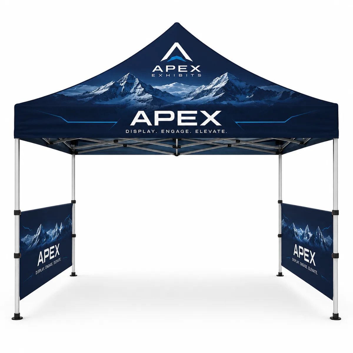 10' × 15' Canopy Tent with 2 printed walls — custom printed by Apex Trade Show